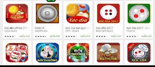 Phiên bản game xóc đĩa trên cửa hàng ứng dụng điện thoại