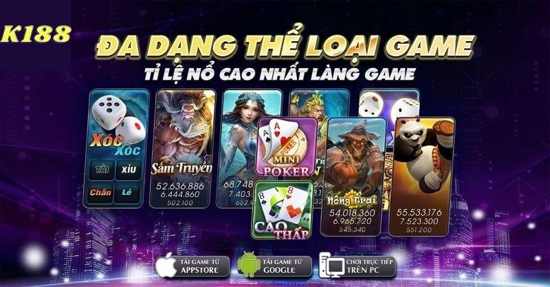 Nhà cái K188 đa dạng các loại game đổi hưởng