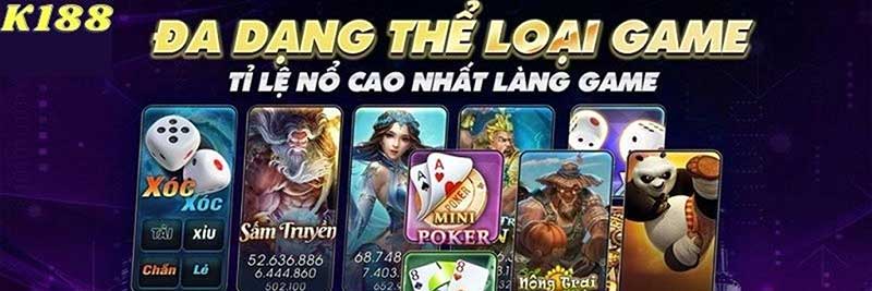 K188 đa dạng các thể loại game nổ hũ