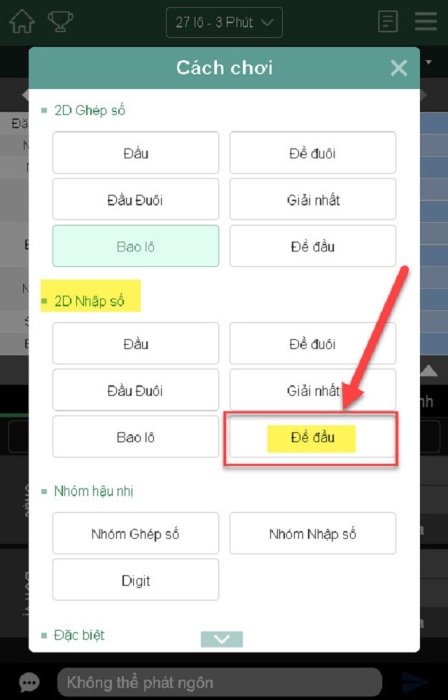 Cách chơi 27 lô bet cơ bản tại nhà cái K188